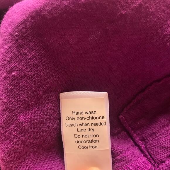 Athleta Embroidered V-Neck Purple Cotton Short Sleeve Shirt Women's Size Small - Picture 6 of 7